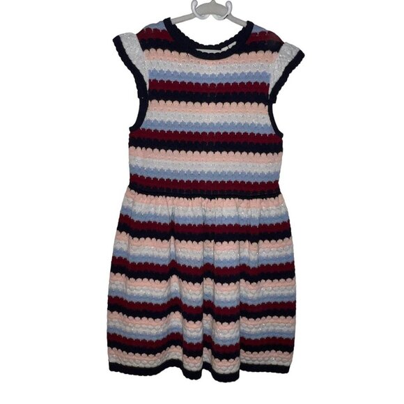 Janie and Jack Striped Knit Dress - Pink, Blue, Navy - Picture 1 of 9